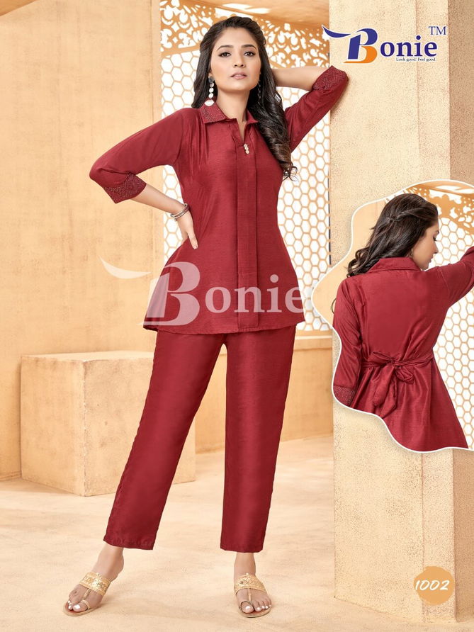 Bonie Rihana Silk Linen Western Wear Wholesale Ladies Top With Bottom Catalog
